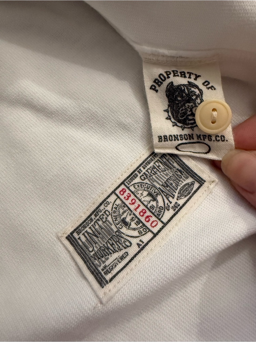Bronson MFG Co White Long Sleeve Henley Shirt Vintage Collection Size L - Picture 4 of 8